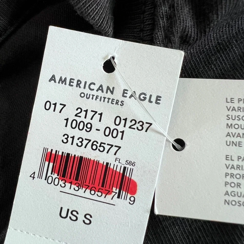 American‎ Eagle Mens Long Sleeve Crewneck Tee Black Small NWT 017-2171-1009-001